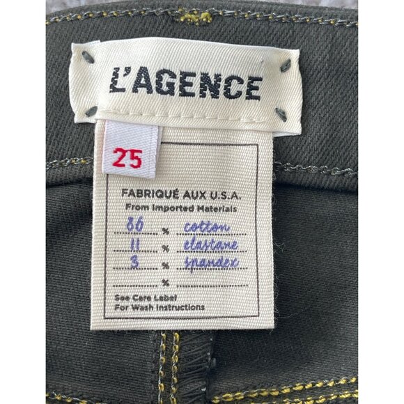 L’Agence Margot High Rise Skinny Coated Army Green Gold Contrast 25 Stretch‎ NWT - Picture 8 of 11